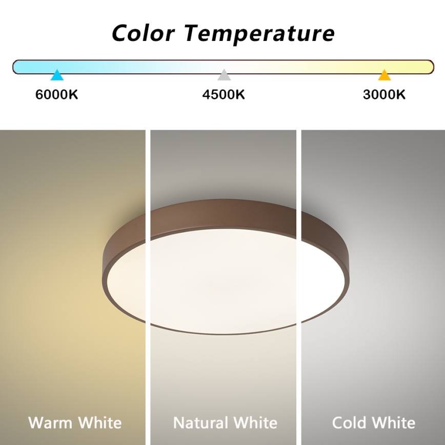 Brilagi - Ρυθμιζόμενο φωτιστικό οροφής LED POOL LED/36W/230V 3000-6000K, διάμ. 30 cm, καφέ + τηλεχειριστήριο