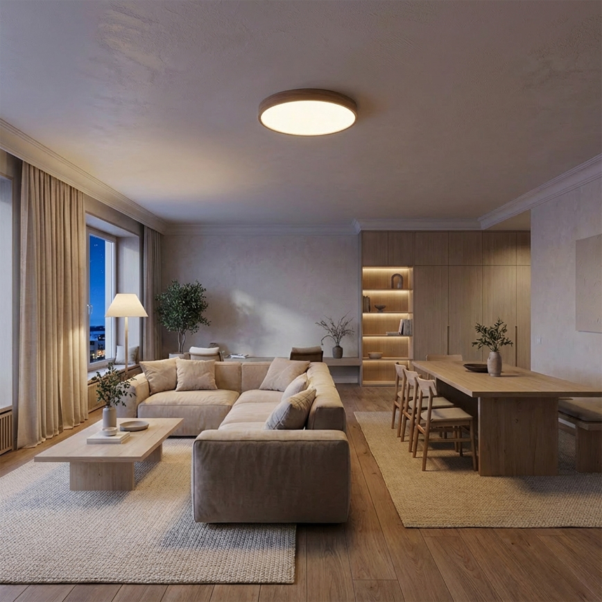 Brilagi - Ρυθμιζόμενο φωτιστικό οροφής LED POOL LED/50W/230V 3000-6000K διάμ. 40 cm, φινίρισμα ξύλου + τηλεχειριστήριο