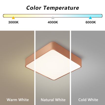 Brilagi - Ρυθμιζόμενο LED φωτιστικό οροφής POOL SQUARE LED/36W/230V 3000-6000K 40x40 cm μπρονζέ + τηλεχειριστήριο