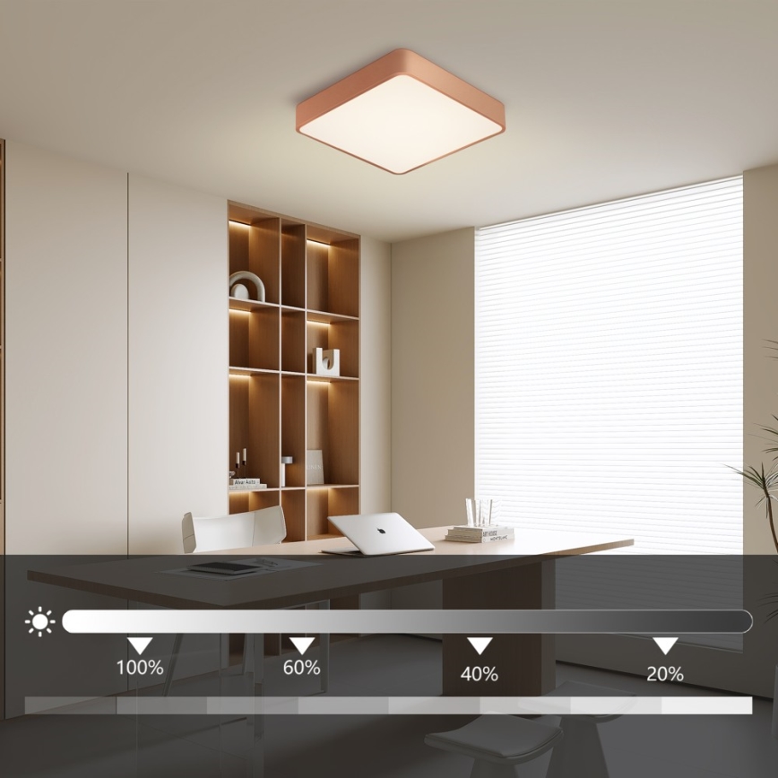 Brilagi - Ρυθμιζόμενο LED φωτιστικό οροφής POOL SQUARE LED/36W/230V 3000-6000K 40x40 cm μπρονζέ + τηλεχειριστήριο