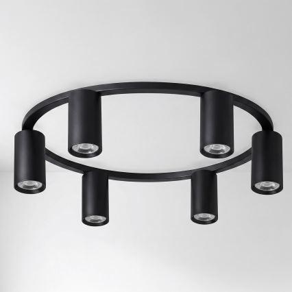 Brilagi - LED RGBW ρυθμιζόμενο φωτιστικό οροφής SELE 6xGU10/6,5W/230V 2700-6500K μαύρο + τηλεχειριστήριο