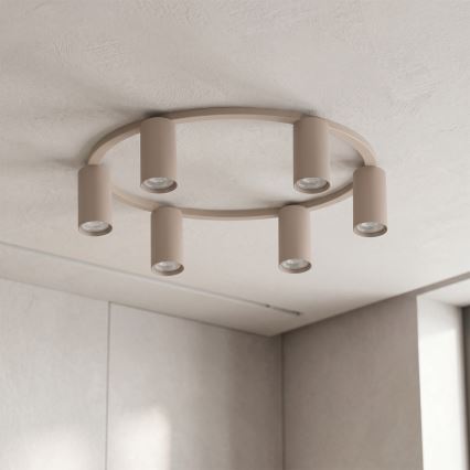 Brilagi - LED RGBW ρυθμιζόμενο φωτιστικό οροφής SELE 6xGU10/6,5W/230V 2700-6500K μπεζ + τηλεχειριστήριο