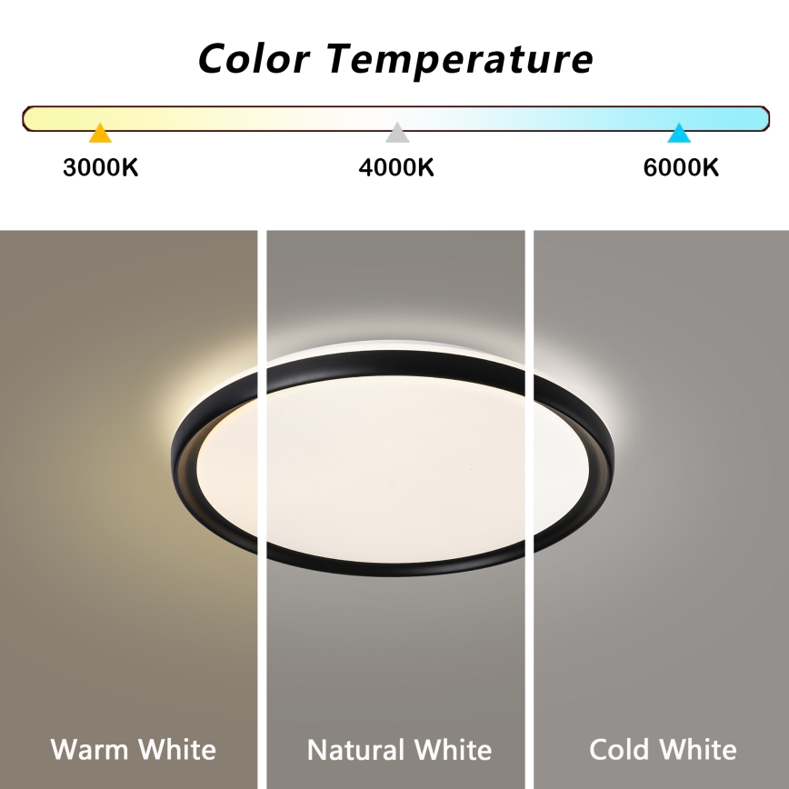 Brilagi - Ρυθμιζόμενο LED φωτιστικό οροφής RIVO LED/72W/230V 3000-6000K μαύρο Ø 50 cm + τηλεχειριστήριο