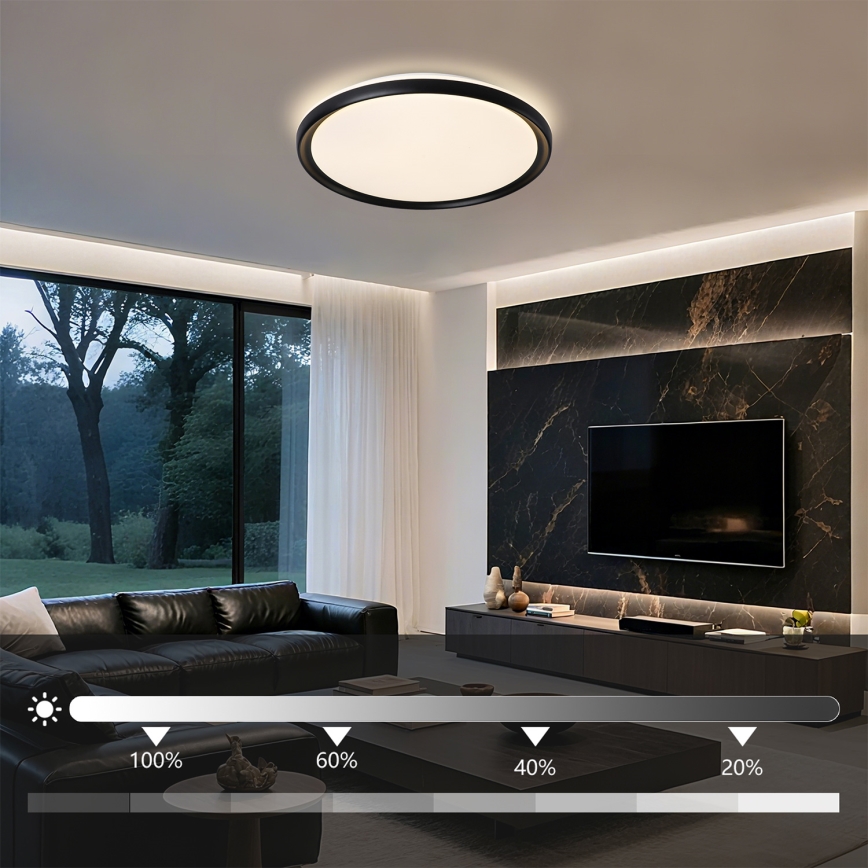 Brilagi - Ρυθμιζόμενο LED φωτιστικό οροφής RIVO LED/72W/230V 3000-6000K μαύρο Ø 50 cm + τηλεχειριστήριο