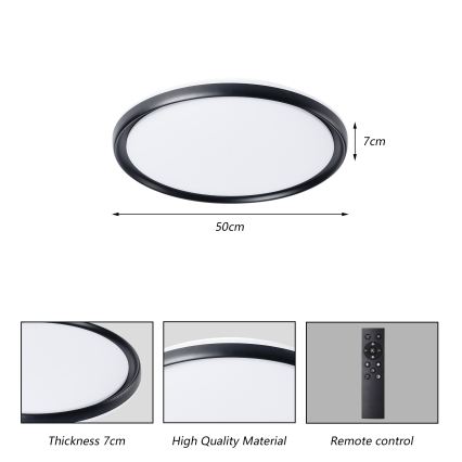 Brilagi - Ρυθμιζόμενο LED φωτιστικό οροφής RIVO LED/72W/230V 3000-6000K μαύρο Ø 50 cm + τηλεχειριστήριο