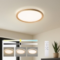 Brilagi - Ρυθμιζόμενο φωτιστικό οροφής LED RIVO LED/72W/230V 3000-6000K με φινίρισμα ξύλου, διάμετρος 50 cm + τηλεχειριστήριο