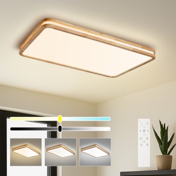 Brilagi - Ρυθμιζόμενο φωτιστικό οροφής MOLINA SQUARE LED/128W/230V 3000-6000K σε δρυ, 90x60 cm + τηλεχειριστήριο