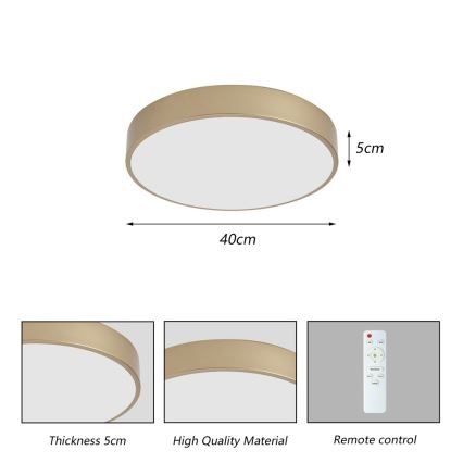 Brilagi - Ρυθμιζόμενο LED φωτιστικό οροφής POOL LED/48W/230V 3000-6000K Ø 40 cm χρυσό + τηλεχειριστήριο