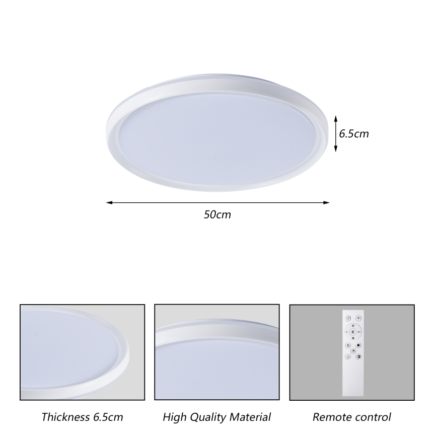 Brilagi - Ρυθμιζόμενο LED οροφής φωτιστικό RIVO LED/72W/230V 3000-6000K λευκό Ø 50 εκ. + τηλεχειριστήριο