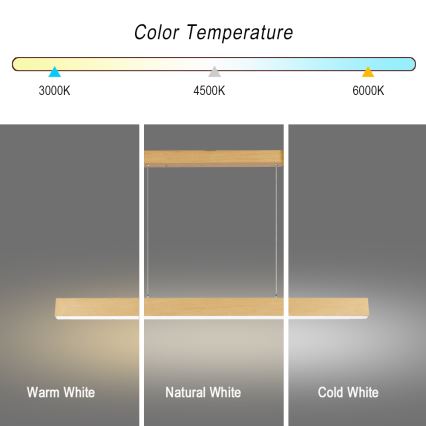 Brilagi - Ρυθμιζόμενος LED πολυέλαιος SLEEKLINE SMART LED/40W/230V Wi‑Fi Tuya φινίρισμα δρυός + τηλεχειριστήριο