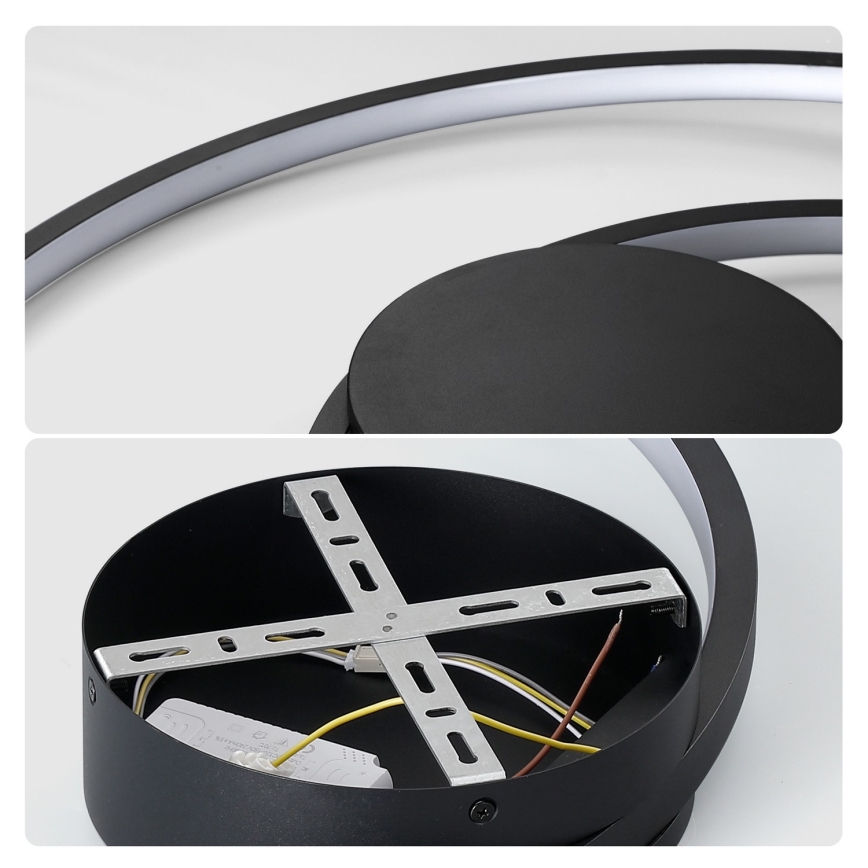 Brilagi - Ρυθμιζόμενο LED φωτιστικό οροφής TWISTER LED/48W/230V 3000–6000K Ø 50 cm μαύρο + τηλεχειριστήριο