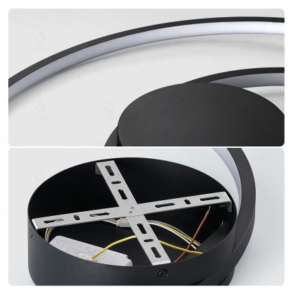 Brilagi - Ρυθμιζόμενο LED φωτιστικό οροφής TWISTER LED/75W/230V 3000-6000K διάμ. 70 cm μαύρο + τηλεχειριστήριο