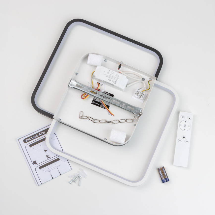 Brilagi - Ρυθμιζόμενο φωτιστικό οροφής LED VELO LED/64W/230V 38x38 cm 3000-6500K + τηλεχειριστήριο