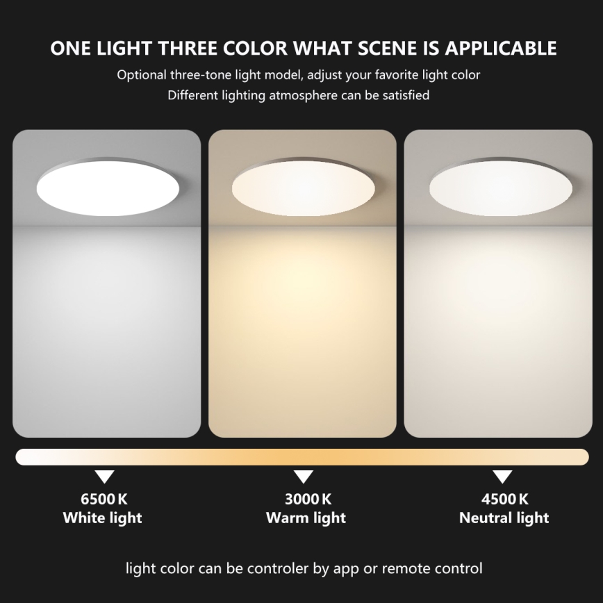 Brilagi - Ρυθμιζόμενο SMART φωτιστικό οροφής LED, 24W, 230V, Ø 38 cm, 3000–6000K, Wi‑Fi Tuya Beacon + τηλεχειριστήριο