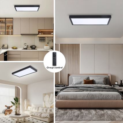 Brilagi - Ρυθμιζόμενο LED φωτιστικό οροφής για μπάνιο FRAME SMART LED/30W/230V 30x60 cm 3000-6000K IP44 μαύρο + τηλεχειριστήριο