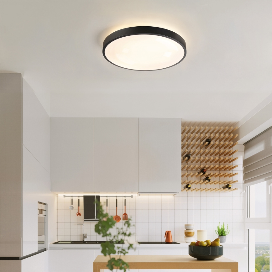 Brilagi - Ρυθμιζόμενο LED φωτιστικό οροφής GLASS POOL DOUBLE LED/48W/230V 3000-6000K 40 cm μαύρο + τηλεχειριστήριο
