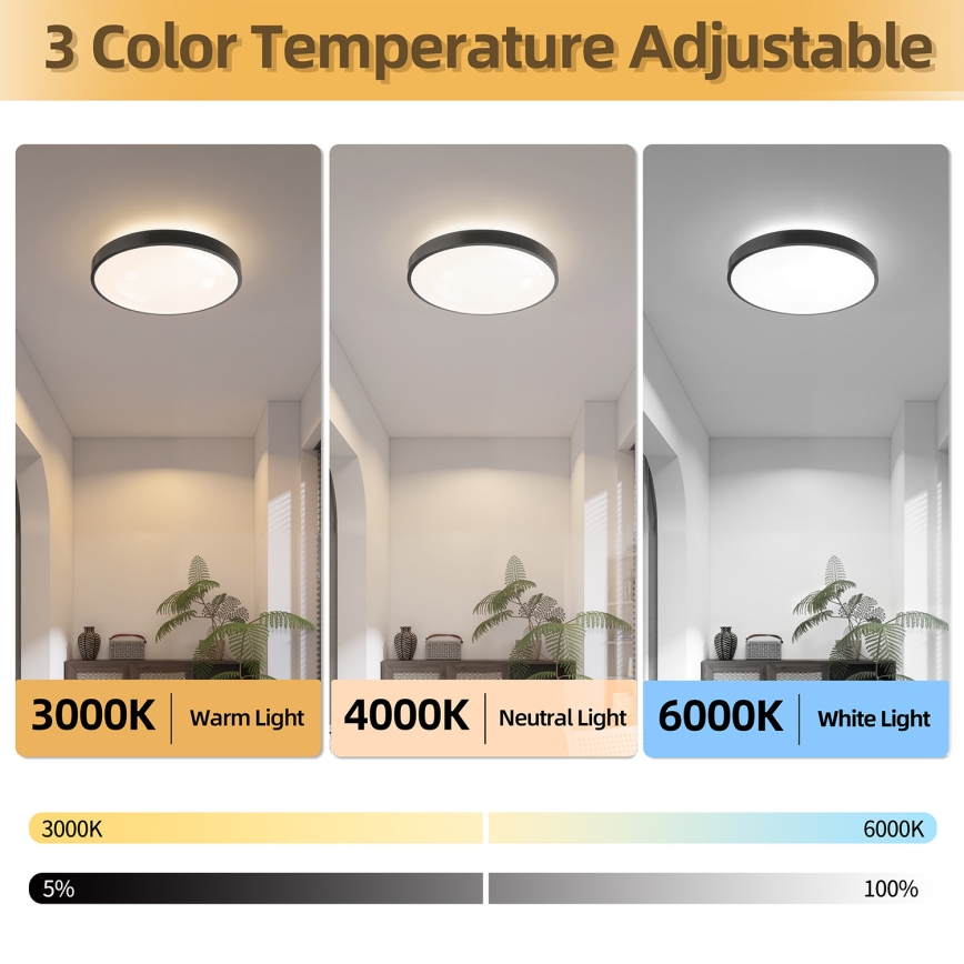Brilagi - Ρυθμιζόμενο LED φωτιστικό οροφής GLASS POOL DOUBLE LED/48W/230V 3000-6000K 40 cm μαύρο + τηλεχειριστήριο