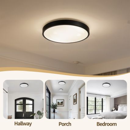 Brilagi - Ρυθμιζόμενο LED φωτιστικό οροφής GLASS POOL DOUBLE LED/48W/230V 3000-6000K 40 cm μαύρο + τηλεχειριστήριο
