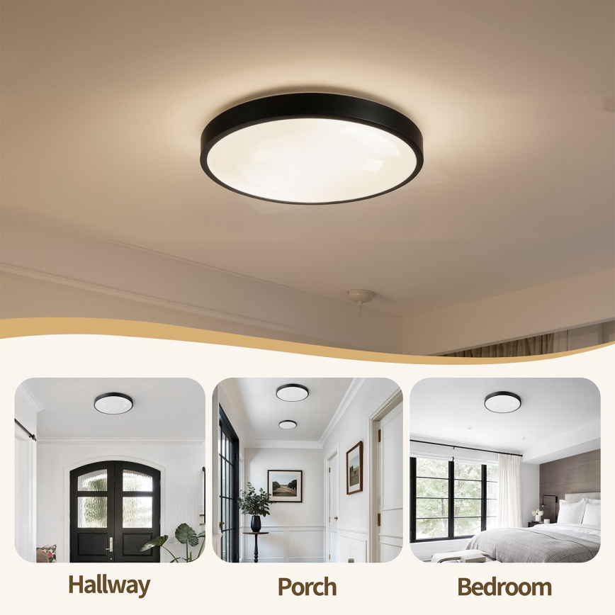 Brilagi - Ρυθμιζόμενο LED φωτιστικό οροφής GLASS POOL DOUBLE LED/48W/230V 3000-6000K 40 cm μαύρο + τηλεχειριστήριο