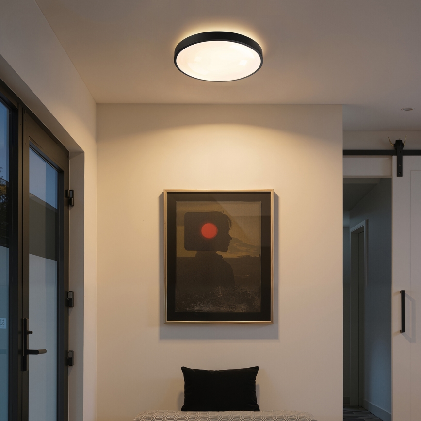 Brilagi - Ρυθμιζόμενο LED φωτιστικό οροφής GLASS POOL DOUBLE LED/48W/230V 3000-6000K 40 cm μαύρο + τηλεχειριστήριο