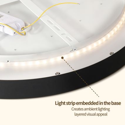 Brilagi - Ρυθμιζόμενο LED φωτιστικό οροφής GLASS POOL DOUBLE LED/48W/230V 3000-6000K 40 cm μαύρο + τηλεχειριστήριο