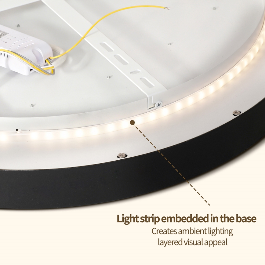 Brilagi - Ρυθμιζόμενο LED φωτιστικό οροφής GLASS POOL DOUBLE LED/48W/230V 3000-6000K 40 cm μαύρο + τηλεχειριστήριο