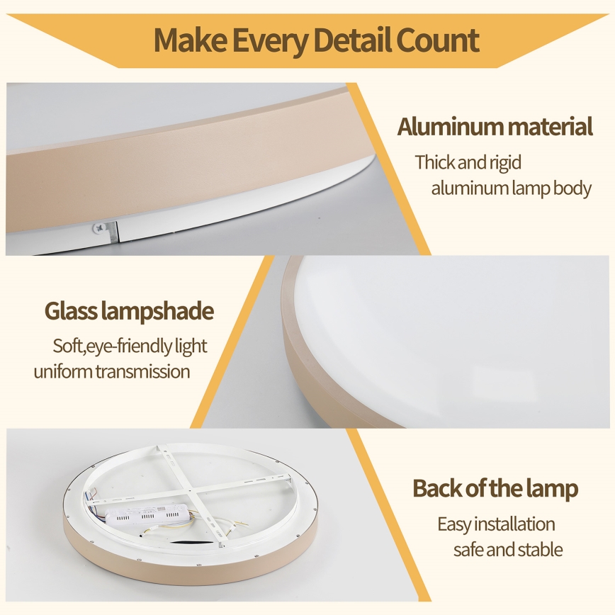 Brilagi - Ρυθμιζόμενο φωτιστικό οροφής LED GLASS POOL DOUBLE LED/48W/230V 3000-6000K 40 cm μπεζ + τηλεχειριστήριο