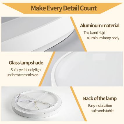 Brilagi - Ρυθμιζόμενο φωτιστικό οροφής LED GLASS POOL DOUBLE LED/60W/230V 3000-6000K 50 cm λευκό + τηλεχειριστήριο