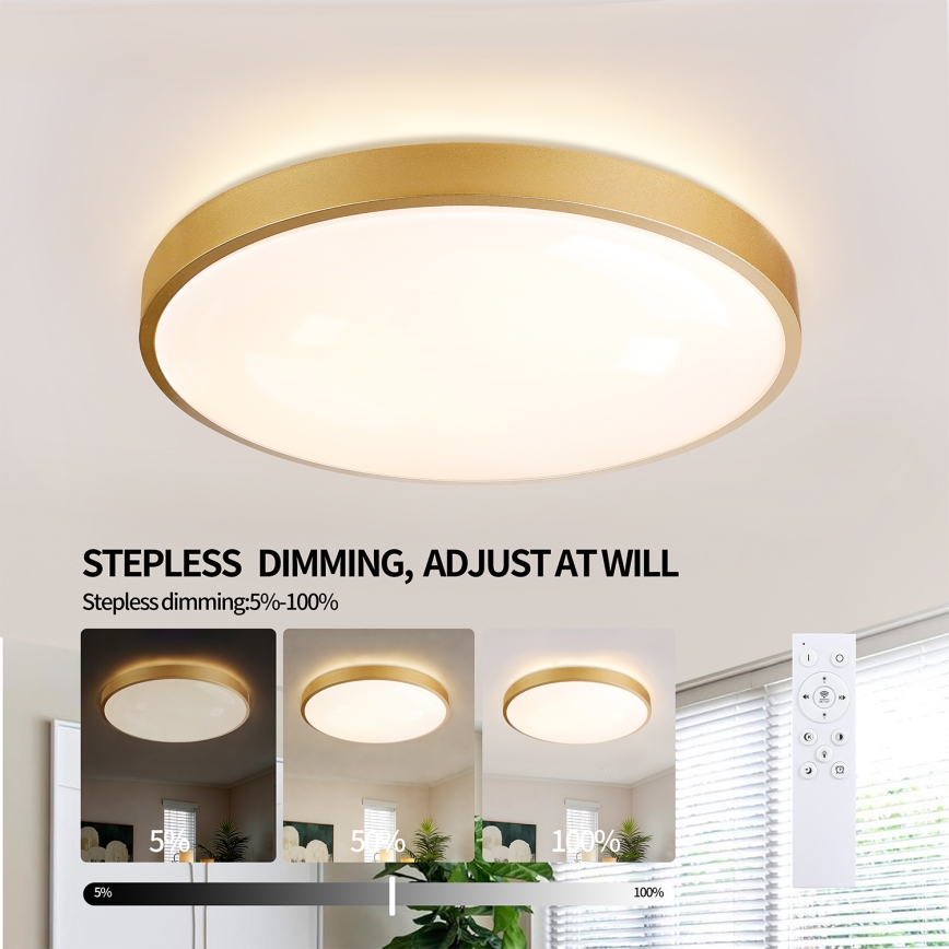 Brilagi - LED ρυθμιζόμενο φωτιστικό οροφής GLASS POOL DOUBLE LED/60W/230V 3000-6000K 50 cm χρυσό + τηλεχειριστήριο