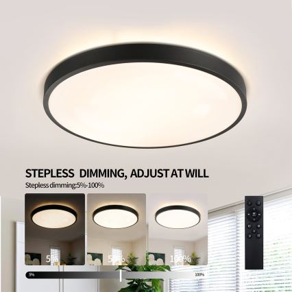 Brilagi - Ρυθμιζόμενο LED φωτιστικό οροφής GLASS POOL DOUBLE LED/60W/230V 3000-6000K 50 cm μαύρο + τηλεχειριστήριο
