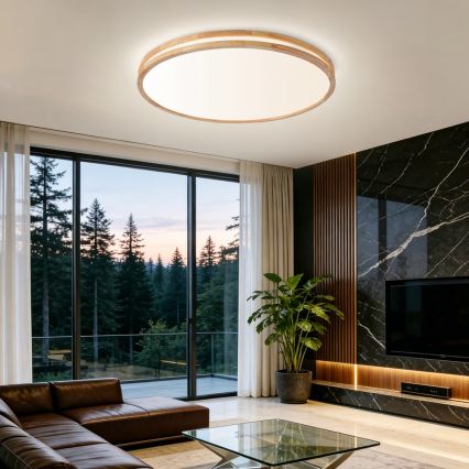 Brilagi - Ρυθμιζόμενο LED οροφής φωτιστικό MOLINA LED/100W/230V 3000–6000K δρυς Ø 80 cm + τηλεχειριστήριο