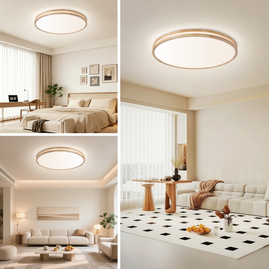 Brilagi - Ρυθμιζόμενο LED οροφής φωτιστικό MOLINA LED/100W/230V 3000–6000K δρυς Ø 80 cm + τηλεχειριστήριο