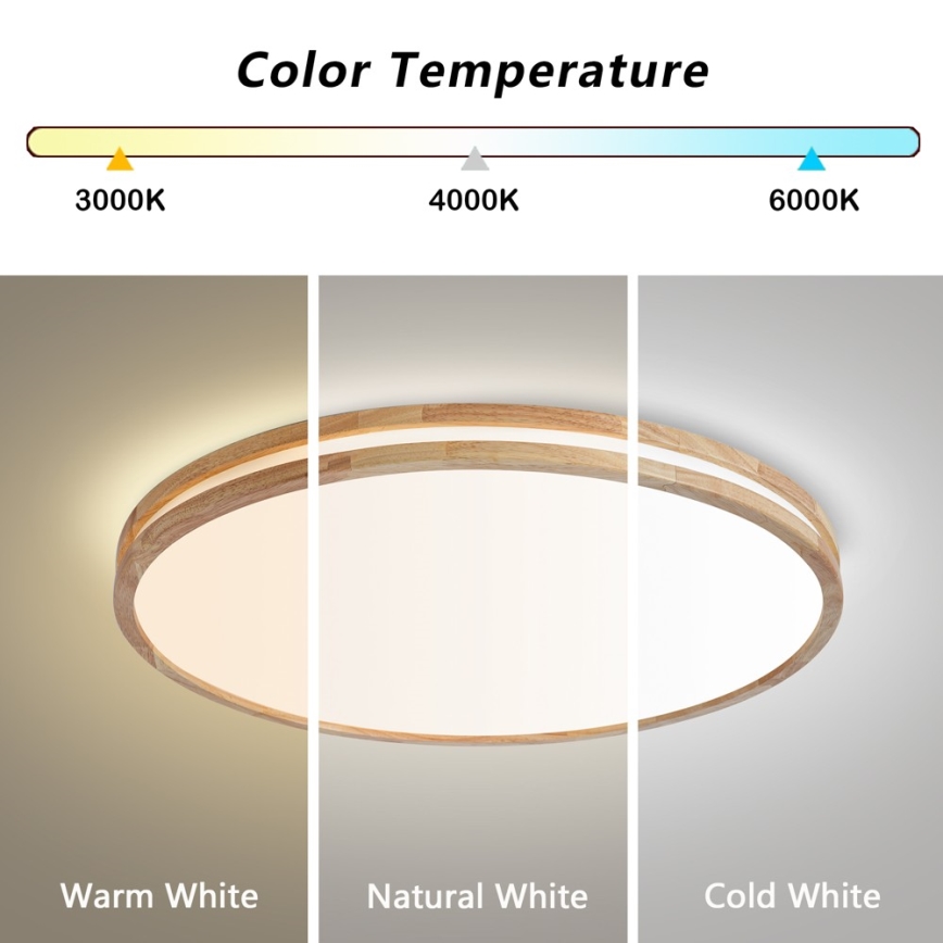 Brilagi - Ρυθμιζόμενο LED οροφής φωτιστικό MOLINA LED/100W/230V 3000–6000K δρυς Ø 80 cm + τηλεχειριστήριο