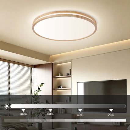 Brilagi - Ρυθμιζόμενο LED οροφής φωτιστικό MOLINA LED/100W/230V 3000–6000K δρυς Ø 80 cm + τηλεχειριστήριο