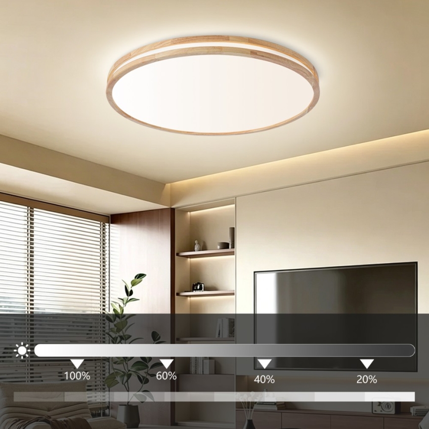 Brilagi - Ρυθμιζόμενο LED οροφής φωτιστικό MOLINA LED/100W/230V 3000–6000K δρυς Ø 80 cm + τηλεχειριστήριο