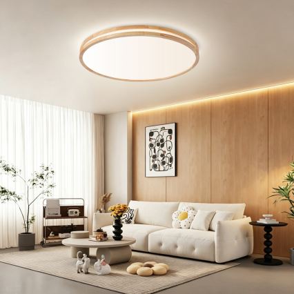 Brilagi - Ρυθμιζόμενο LED οροφής φωτιστικό MOLINA LED/100W/230V 3000–6000K δρυς Ø 80 cm + τηλεχειριστήριο