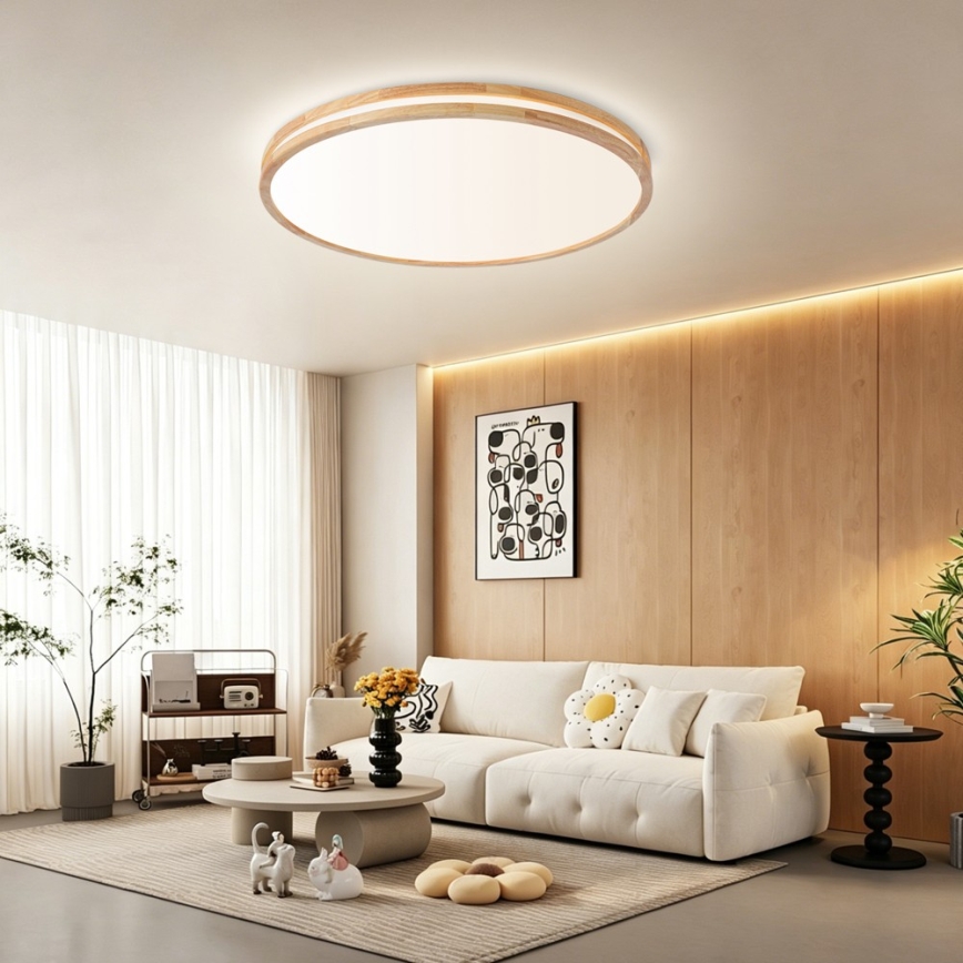 Brilagi - Ρυθμιζόμενο LED οροφής φωτιστικό MOLINA LED/100W/230V 3000–6000K δρυς Ø 80 cm + τηλεχειριστήριο