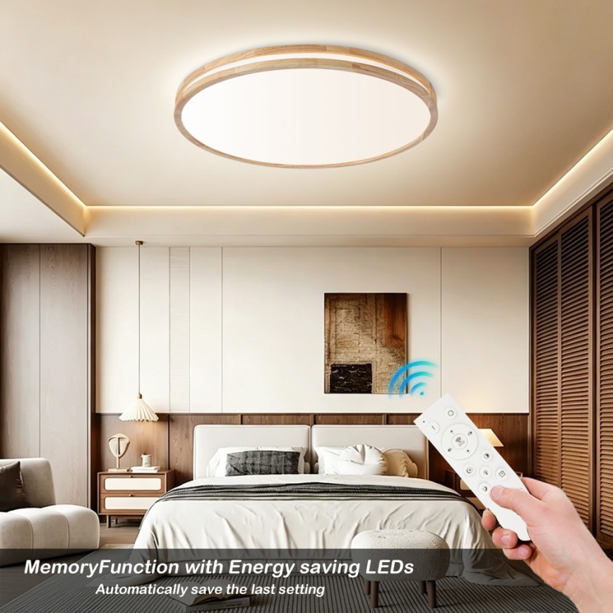 Brilagi - Ρυθμιζόμενο LED οροφής φωτιστικό MOLINA LED/100W/230V 3000–6000K δρυς Ø 80 cm + τηλεχειριστήριο