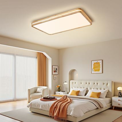 Brilagi - Ρυθμιζόμενο φωτιστικό οροφής MOLINA SQUARE LED/128W/230V 3000-6000K σε δρυ, 90x60 cm + τηλεχειριστήριο