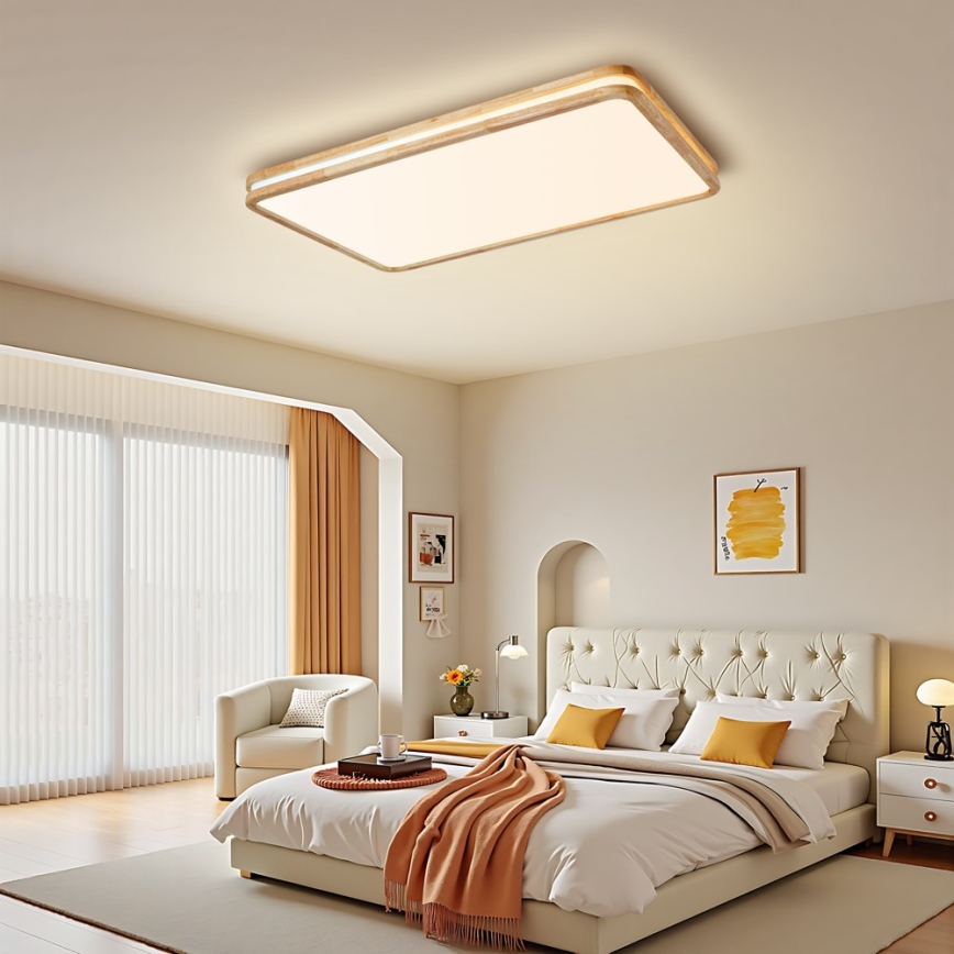 Brilagi - Ρυθμιζόμενο φωτιστικό οροφής MOLINA SQUARE LED/128W/230V 3000-6000K σε δρυ, 90x60 cm + τηλεχειριστήριο