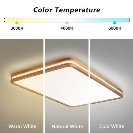 Brilagi - Ρυθμιζόμενο φωτιστικό οροφής MOLINA SQUARE LED/128W/230V 3000-6000K σε δρυ, 90x60 cm + τηλεχειριστήριο