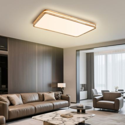 Brilagi - Ρυθμιζόμενο φωτιστικό οροφής MOLINA SQUARE LED/128W/230V 3000-6000K σε δρυ, 90x60 cm + τηλεχειριστήριο