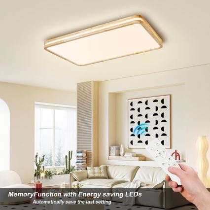 Brilagi - Ρυθμιζόμενο φωτιστικό οροφής MOLINA SQUARE LED/128W/230V 3000-6000K σε δρυ, 90x60 cm + τηλεχειριστήριο