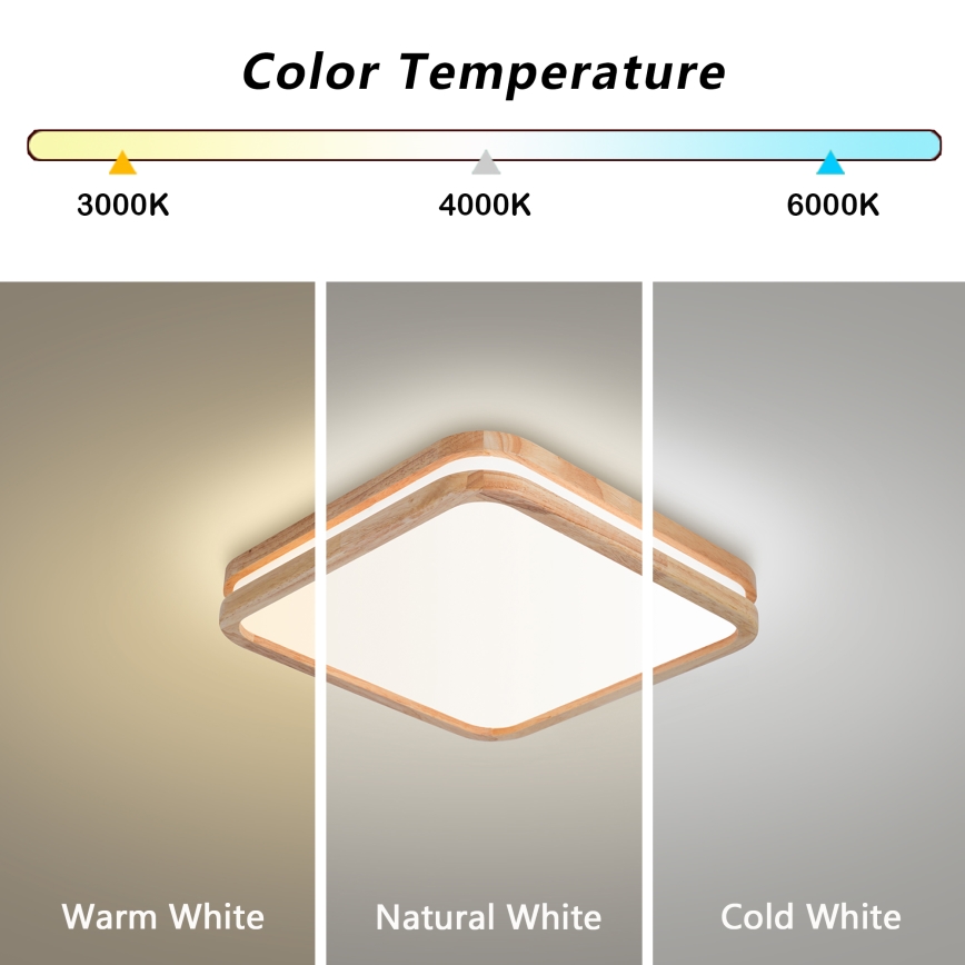 Brilagi - Ρυθμιζόμενο LED φωτιστικό οροφής MOLINA SQUARE LED/48W/230V 3000-6000K σε απόχρωση δρυός 40x40 εκ. + τηλεχειριστήριο