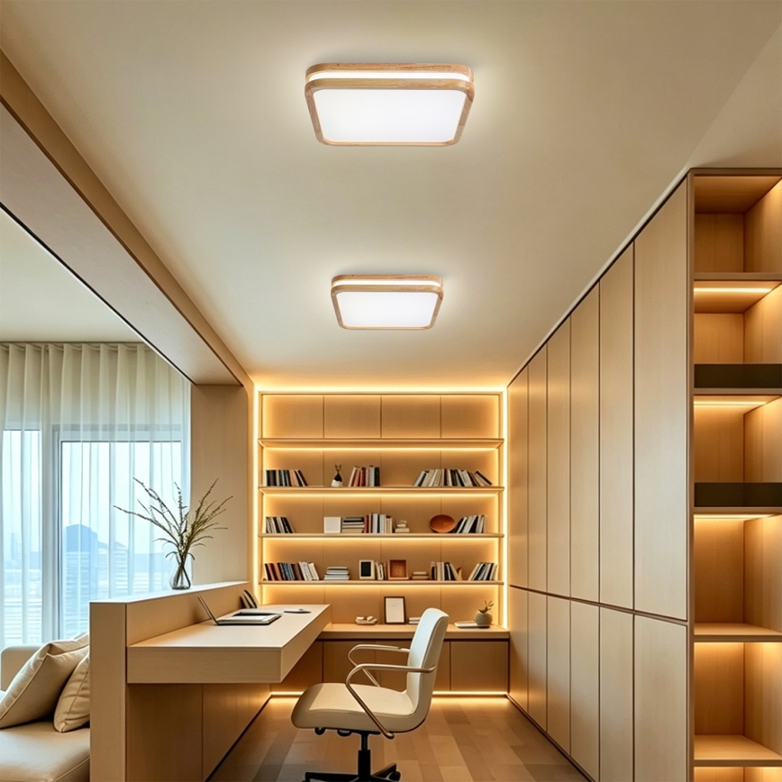 BRILAGI - Ρυθμιζόμενο LED φωτιστικό οροφής MOLINA SQUARE LED/48W/230V 3000-6000K σε απόχρωση δρυός 40x40 εκ. + τηλεχειριστήριο