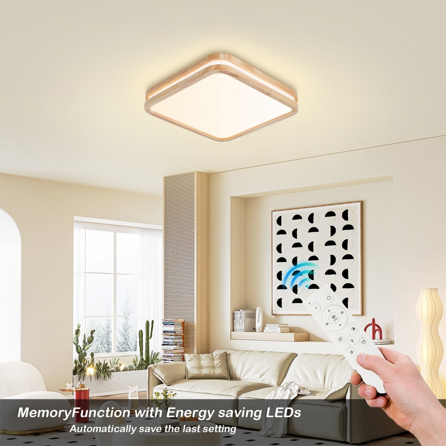 BRILAGI - Ρυθμιζόμενο LED φωτιστικό οροφής MOLINA SQUARE LED/48W/230V 3000-6000K σε απόχρωση δρυός 40x40 εκ. + τηλεχειριστήριο