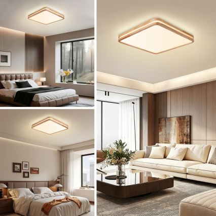 Brilagi - Ρυθμιζόμενο LED φωτιστικό οροφής MOLINA SQUARE LED/80W/230V 3000-6000K δρυς 60x60 cm + τηλεχειριστήριο