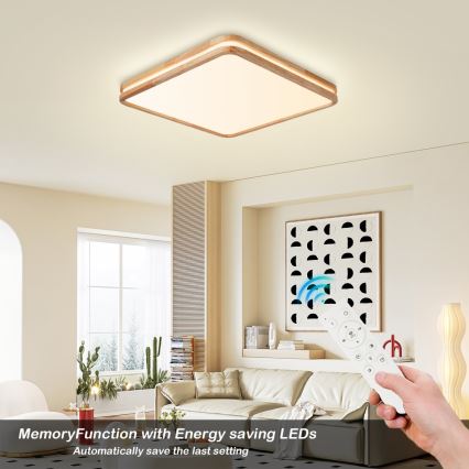 Brilagi - Ρυθμιζόμενο LED φωτιστικό οροφής MOLINA SQUARE LED/80W/230V 3000-6000K δρυς 60x60 cm + τηλεχειριστήριο