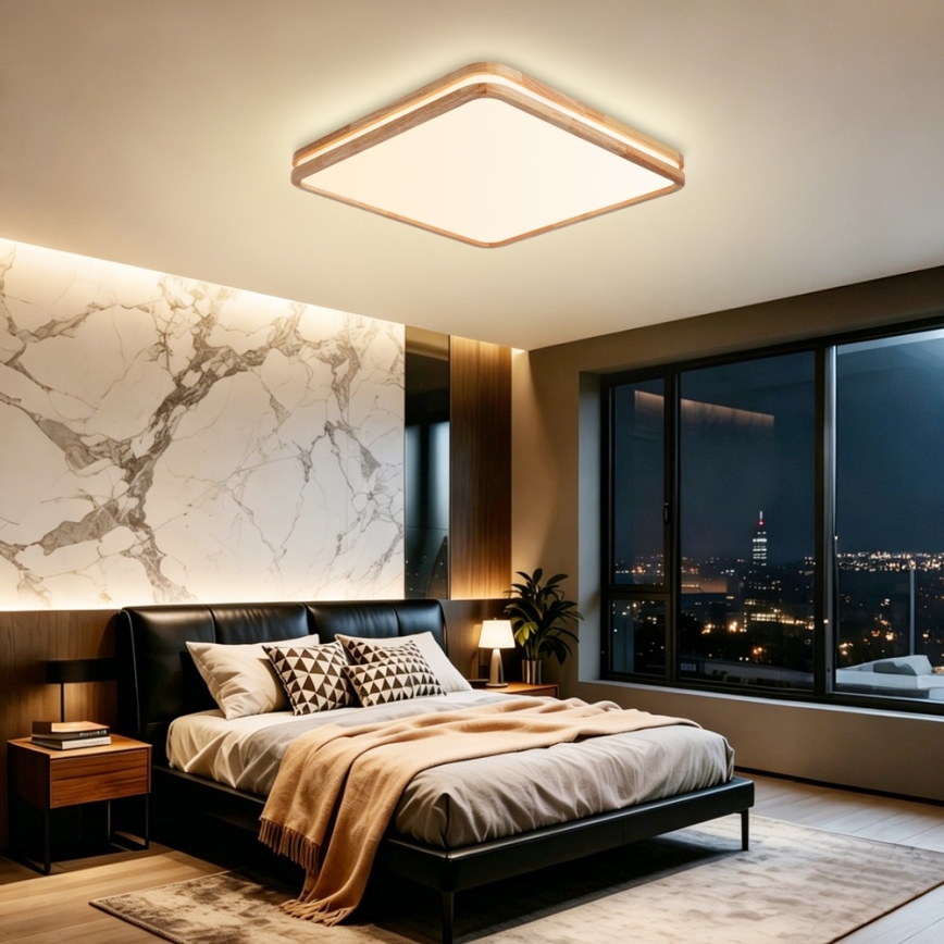 Brilagi - Ρυθμιζόμενο LED φωτιστικό οροφής MOLINA SQUARE LED/80W/230V 3000-6000K δρυς 60x60 cm + τηλεχειριστήριο