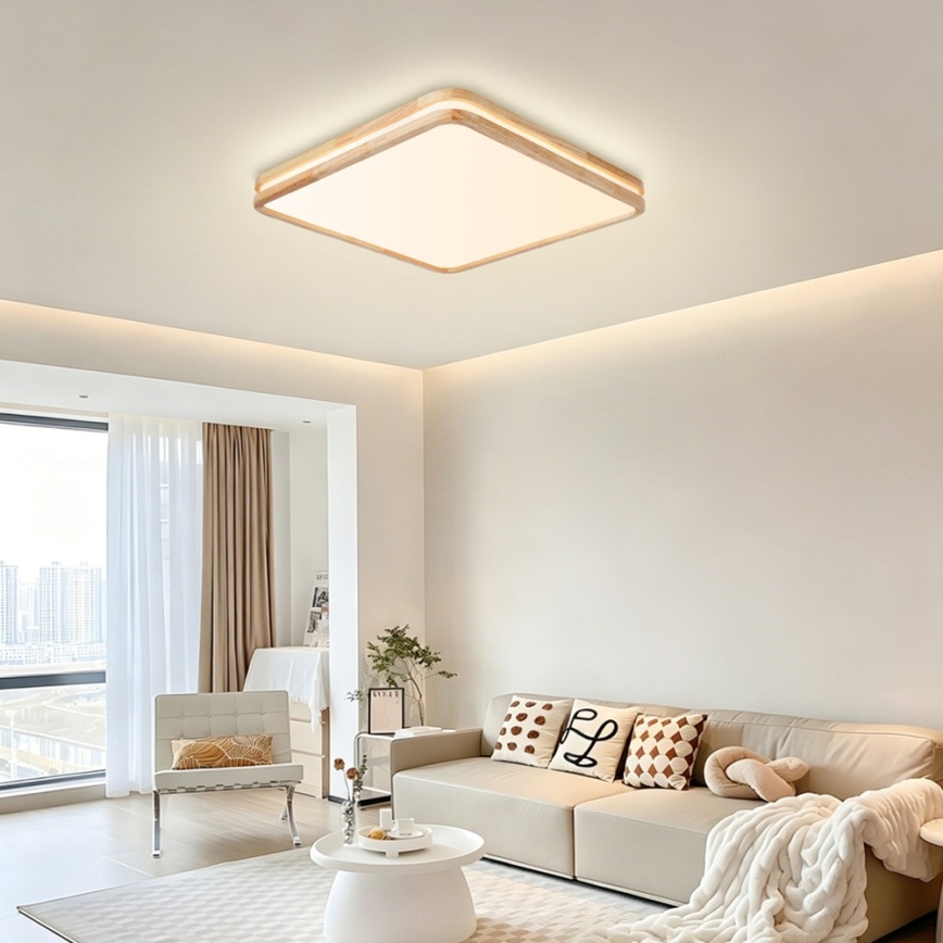 Brilagi - Ρυθμιζόμενο LED φωτιστικό οροφής MOLINA SQUARE LED/80W/230V 3000-6000K δρυς 60x60 cm + τηλεχειριστήριο